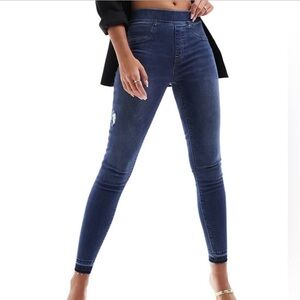 SPANX Distressed Skinny High Rise Raw Hem Ankle Legging Jeans--NWT--S